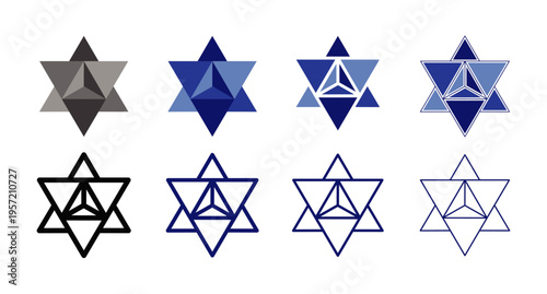 Merkabah: The chariot of divine light, star of David, geometric shape, triangle, vector illustration. 