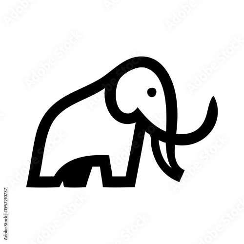 Logotipo con dibujo sencillo con líneas de un mamut de perfil 