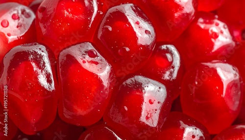 Close-up Macro Shot of Juicy Pomegranate Seeds.