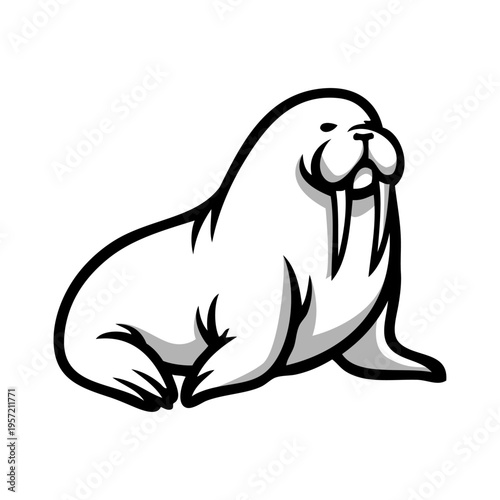 Logotipo con dibujo sencillo con líneas de una morsa 