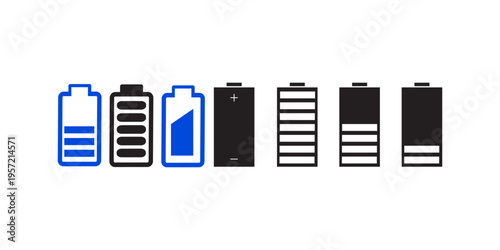 Battery level indicators. Colorful battery charge level icons. Battery power level pictograms in outline style. Battery level indicators. vector illustration eps file.
