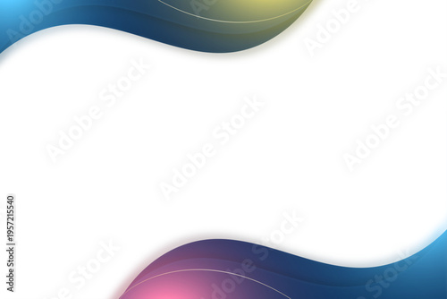 上下に配置された柔らかな曲線とグラデーションが白い余白を引き立てる清潔感のあるモダンなフレーム背景