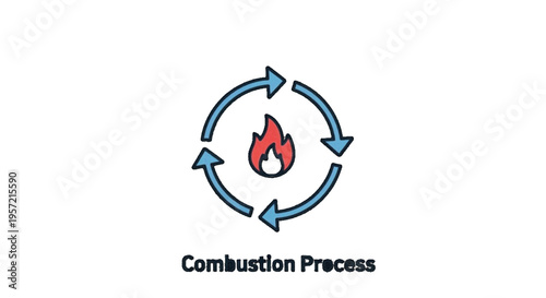 Vector illustration of combustion process icon