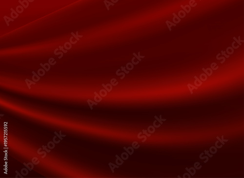 高級感のある深い赤色のシルク布が描く滑らかな曲線とエレガントな光沢の抽象背景グラフィック