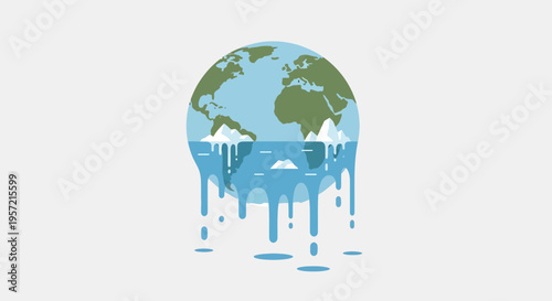 Earth melting climate change globe.