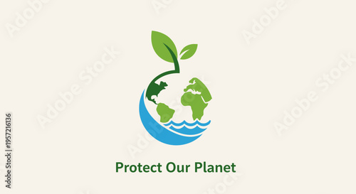 Green Earth with Leaf Sprout Growing.