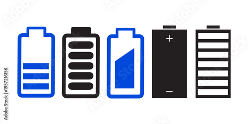 Battery level indicators. Colorful battery charge level icons. Battery power level pictograms in outline style. Battery level indicators. vector illustration eps file.