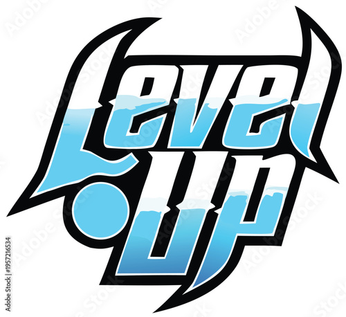 Video Game Logo "Level Up" with Water EffectGaming and Entertainment Design