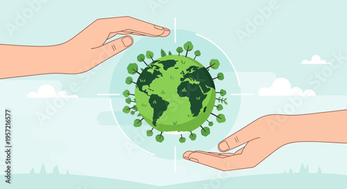 Hands holding green earth globe 1.