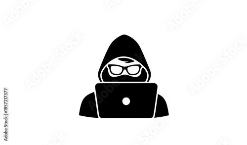 Hacker silhouette icon with spy and anonymous figure for cybersecurity and tech vector design