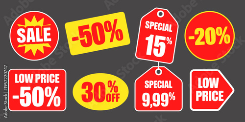 Sale discount labels and tags set
