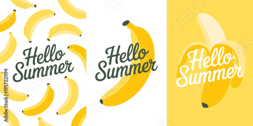Hello Summer banana greeting cards