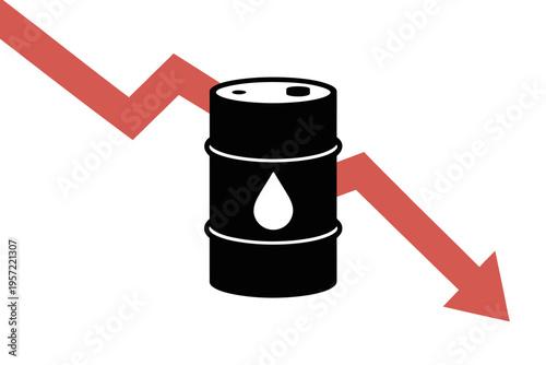 Oil barrel with downward trend arrow