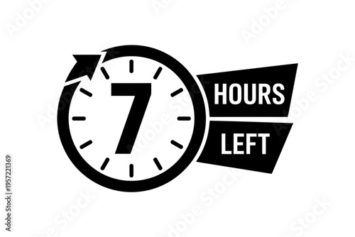 Seven hours left clock icon