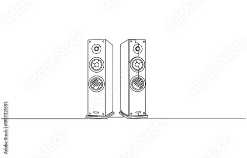 Tableau sur toile Continuous line vector illustration of an audio speaker.