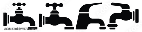 Water Tap Icon Vector Plumbing, Faucet  Water Supply Design.