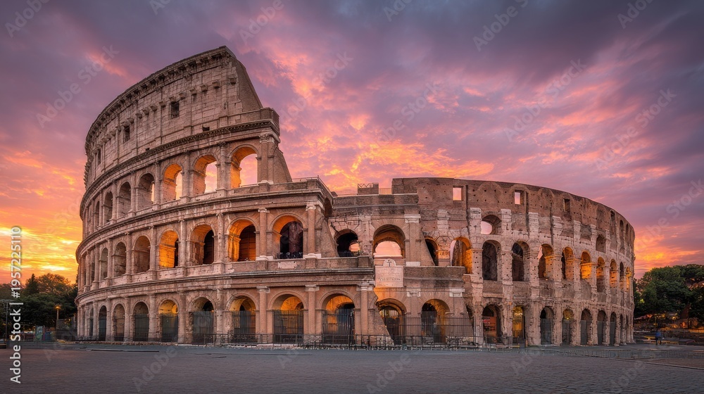 Fototapeta premium Iconic Roman Colosseum at sunset