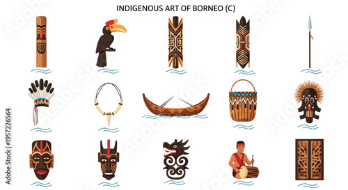 Indigenous Art of Borneo Cultural Symbols.