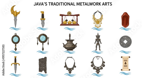 Javas traditional metalwork art pieces.