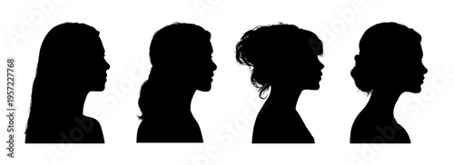 Women profiles silhouettes set, vector illustration