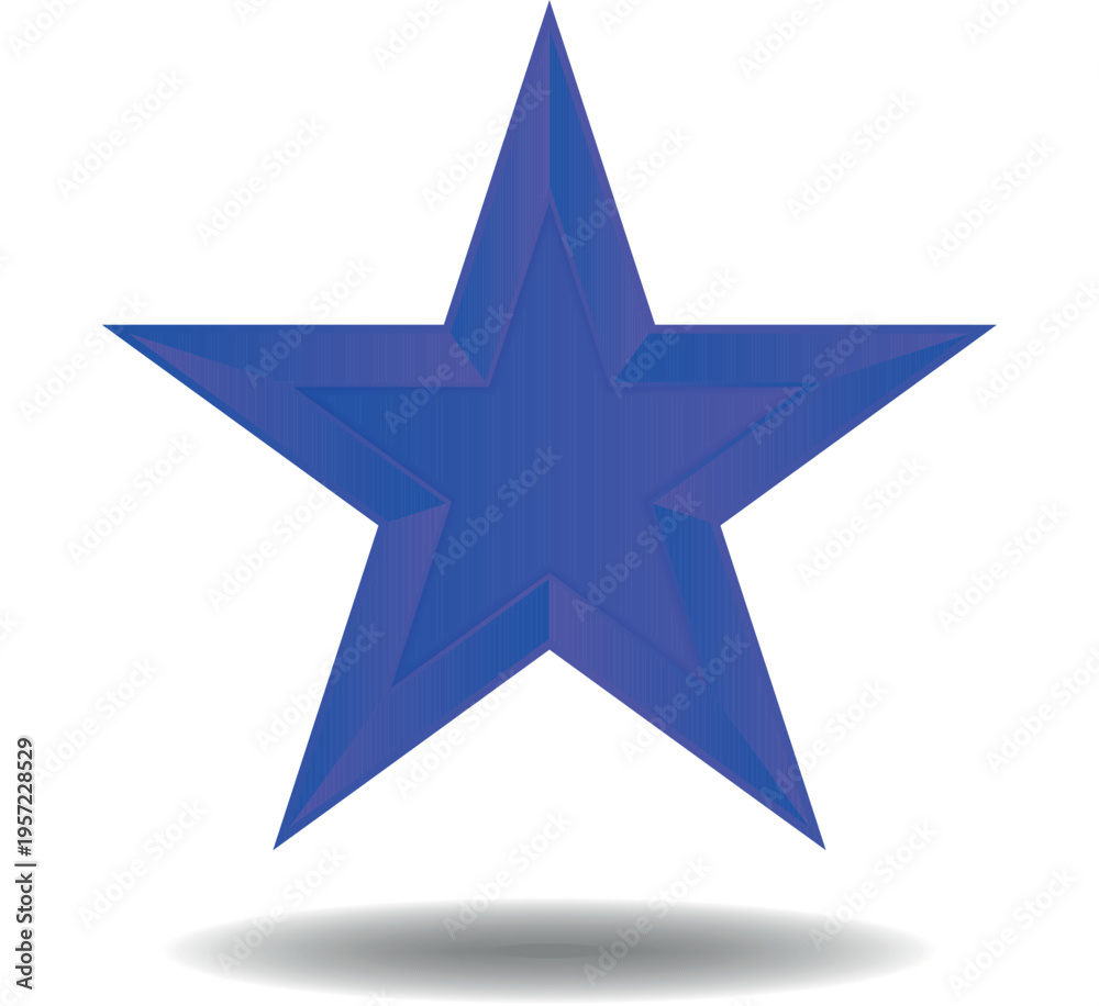 Obraz premium A blue star icon with a drop shadow on a white background