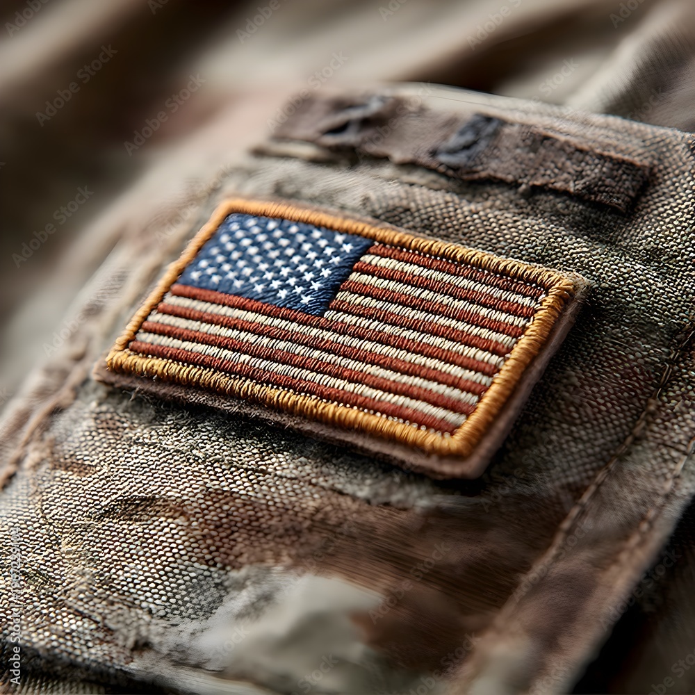 Fototapeta premium Military Patch on Camouflage Uniform