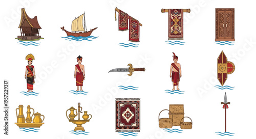 Vintage medieval icons and symbols.