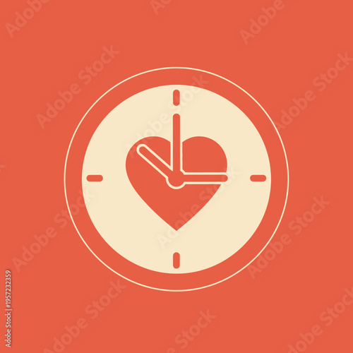 Clock with a heart at the center, showing time at 10:15.