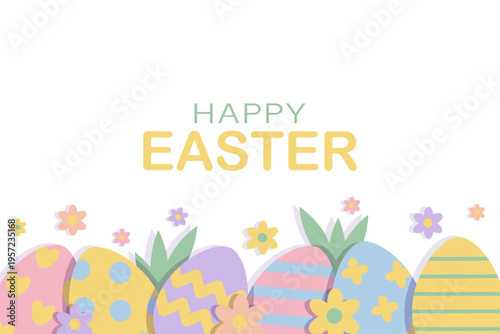 Easter vector banner in paper style