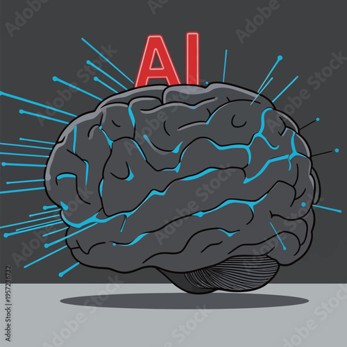 Concept of artificial intelligence with a brain graphic design and bright elements showcasing innovation and technology