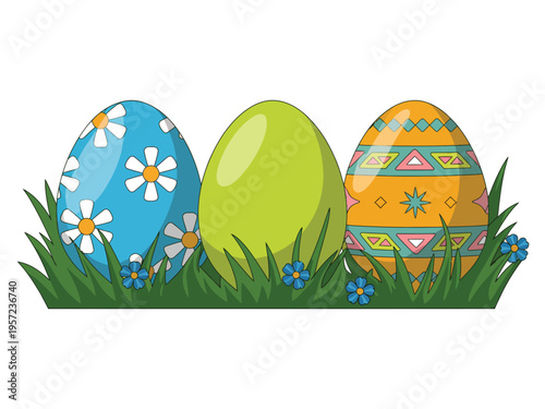 Three stylized hot air balloons with floral patterns and geometric shapes