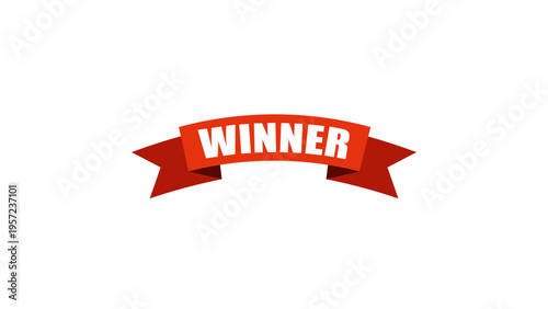 Red Ribbon Banner with White Winner Text