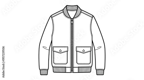 Outlined Bomber Jacket Vector