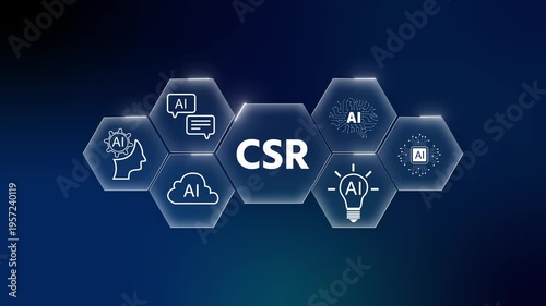 CSR Business Strategy Concept Animation, Liquid Glass Effect, Corporate Social Responsibility Digital Interface Design