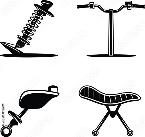 Motorcycle and Bicycle Spare Parts Accessories Collection Vector