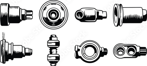 Car Suspension System Components and Shock Absorber Parts Set Vector