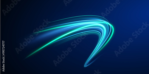 Fotografie Green neon waves surge in dynamic flow