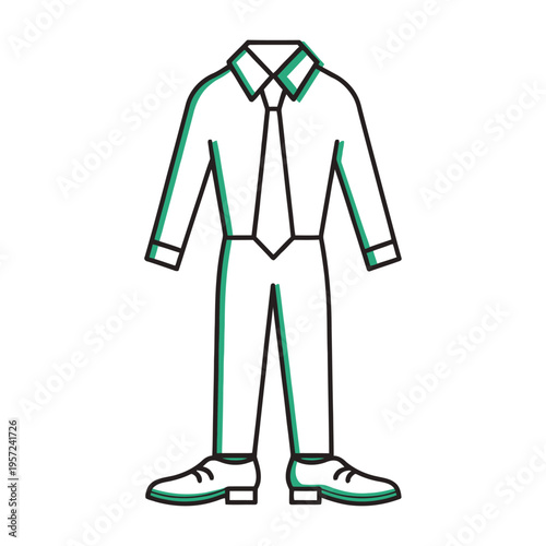 Vector of a man wearing a formal white suit and tie
