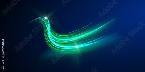 Abstract neon swirls twist across a transparent canvas. Motion blur creates speed and flow illusion. Ideal for futuristic, cyber, and magical visuals.