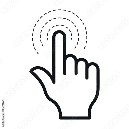 Vector of a hand pressing a touchscreen