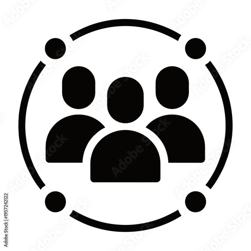 Vector featuring a group of people within a circular frame symbolizing unity
