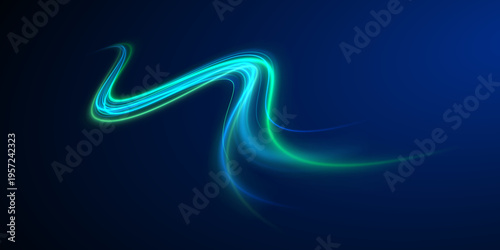 Fotografija Blue streaks of light stretch in motion
