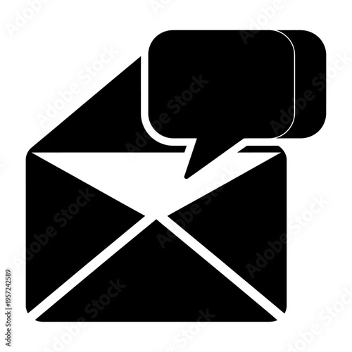 Vector of an envelope with two speech bubbles emerging from it