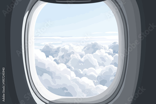 Serene cloudscape view from airplane window mid-flight