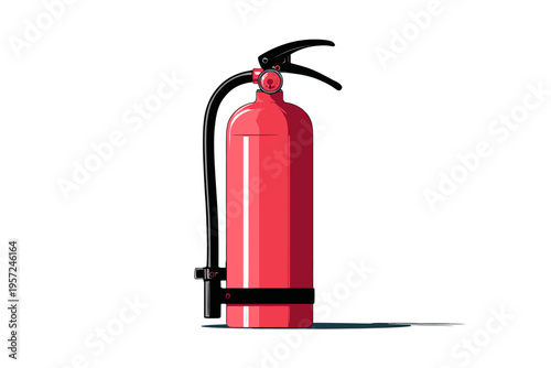 Red fire extinguisher on white background for safety and emergency preparedness