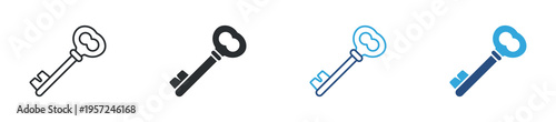 Key icon set. Security, access control and password protection concept with key symbol. Vector illustration.