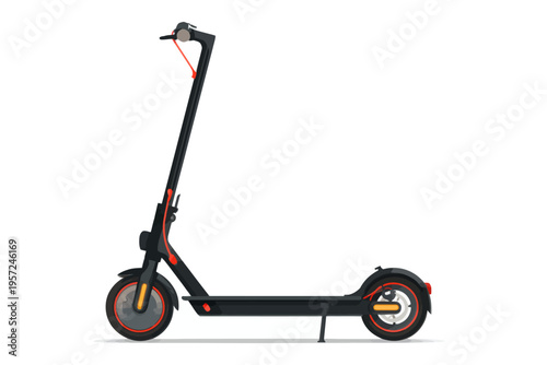 Modern black electric scooter with red accents