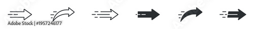 Fast arrow icon set. Speed, motion and navigation concept with dynamic forward arrows. Vector illustration.