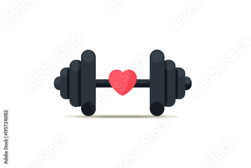 Heart and dumbbell fusion: symbol of fitness and love