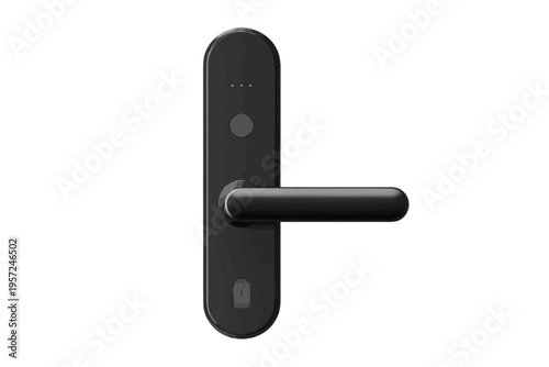 Modern black smart door handle with keyless entry technology